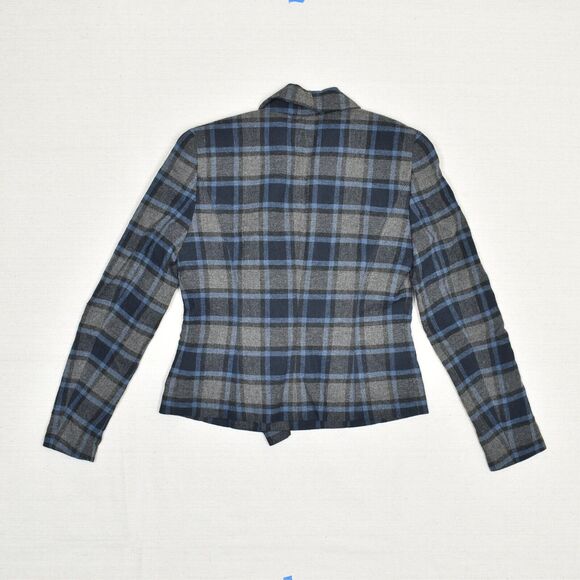 Bebe Women Double Breasted Blazer Plaid Polyester Gray Size 4 Acrylic Blend - Picture 3 of 8